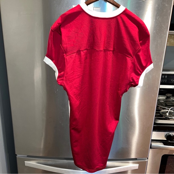 RUSSELL sporty spice SHIRT DRESS athletic burgundy White Stripes Short Sleeve Lg - Picture 8 of 16